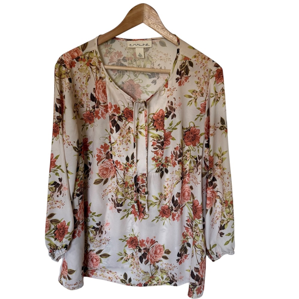 EMALINE Womens Floral Print Long Sleeve Tunic Top XL‎ fairycore